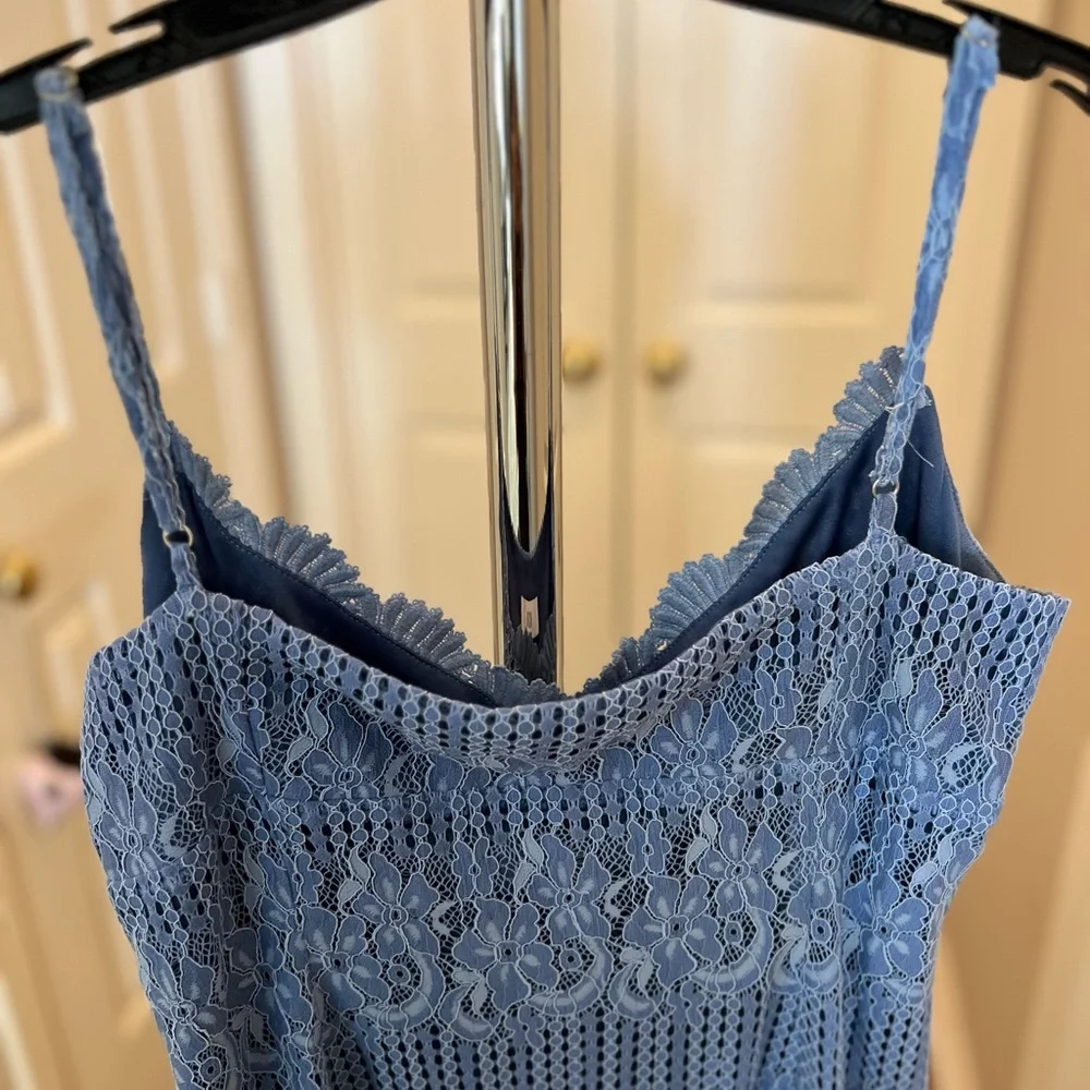 NSR Light Blue Crochet Maxi Dress with Scalloped Hem - Picture 9 of 9